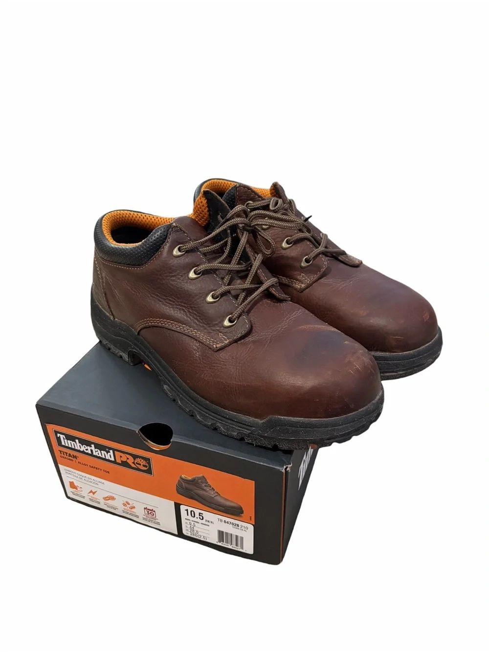 Timberland Pro Titan Oxford Alloy Safety Toe Shoes Men’s 10.5 Brown Leather
